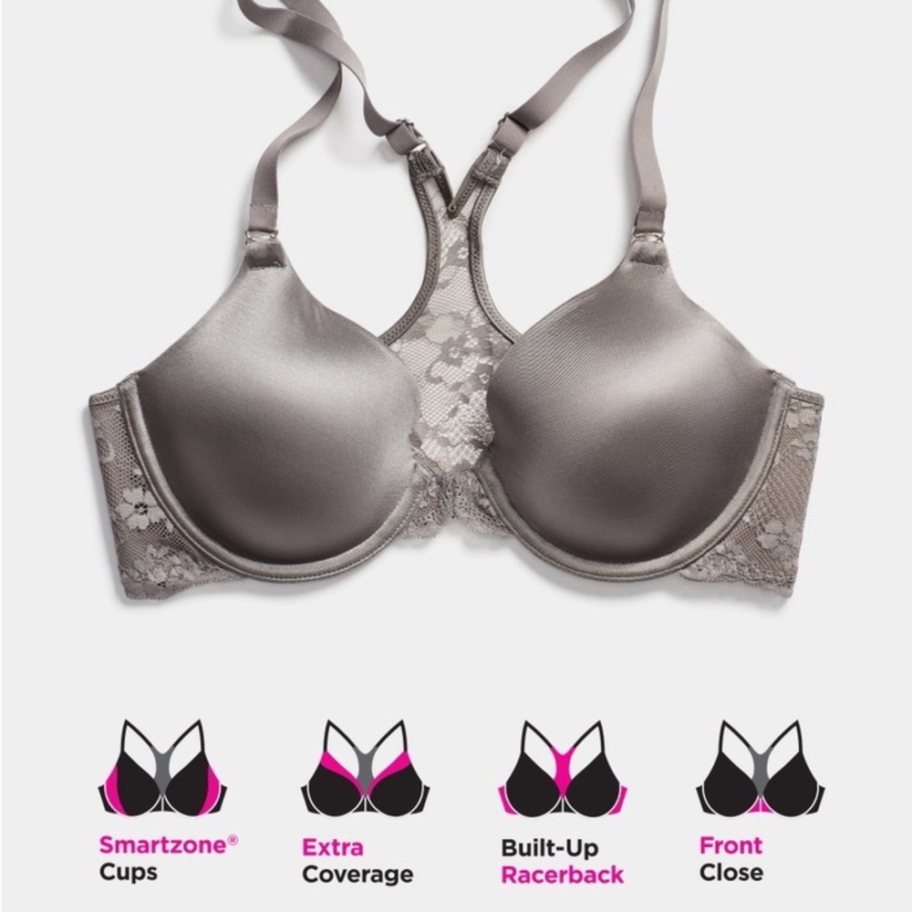 💥 SALE NWT Full Coverage Racerback Bra in Gloss / Mauve - Picture 9 of 9